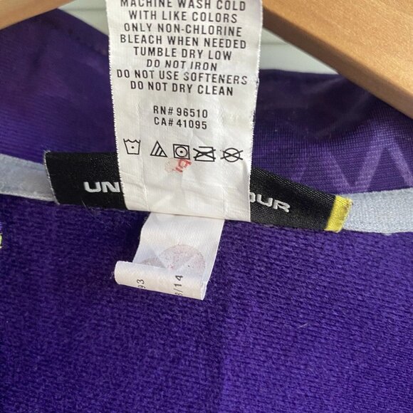 Under Armour Loose Girls Full Zip Jacket Purple Green Ruched XL Geometric Logo - Picture 10 of 12